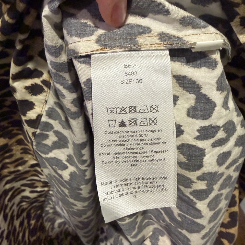 GANNI Leopard Printed Cotton Tie Strap Midi Dress - Picture 8 of 8
